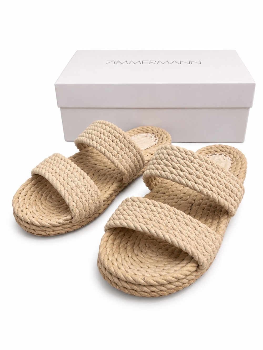Zimmermann Natural Rope Double-Strap Slide Sandals - Size 41